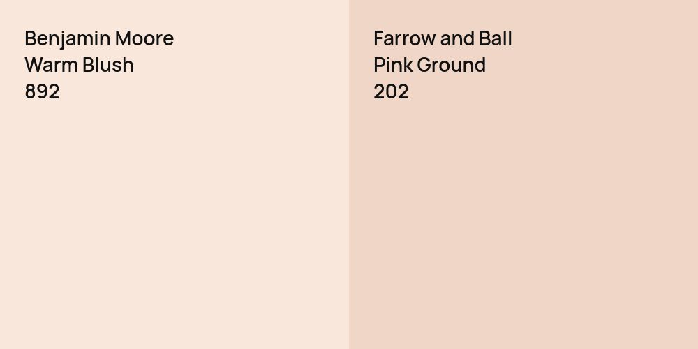 Benjamin Moore Warm Blush vs. Farrow and Ball Pink Ground