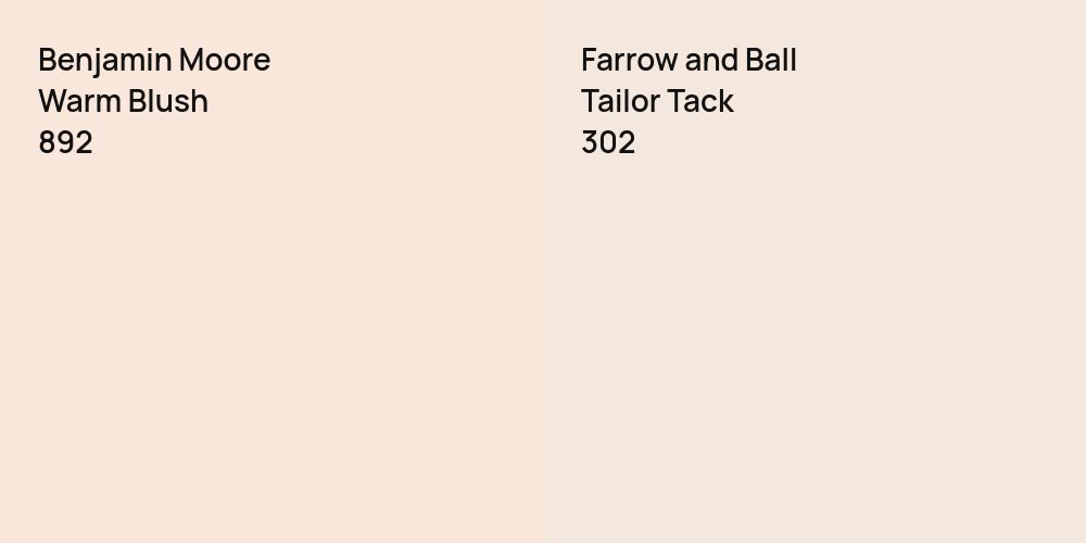 Benjamin Moore Warm Blush vs. Farrow and Ball Tailor Tack