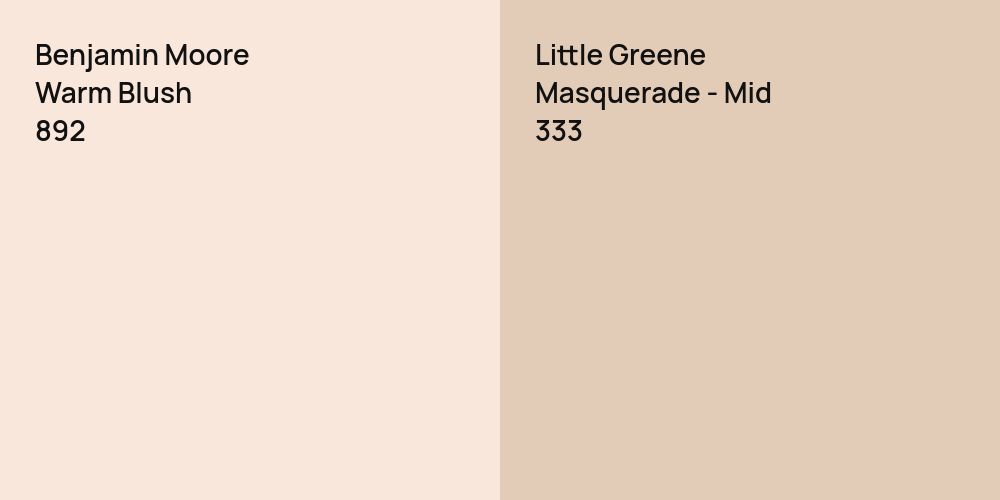 Benjamin Moore Warm Blush vs. Little Greene Masquerade - Mid