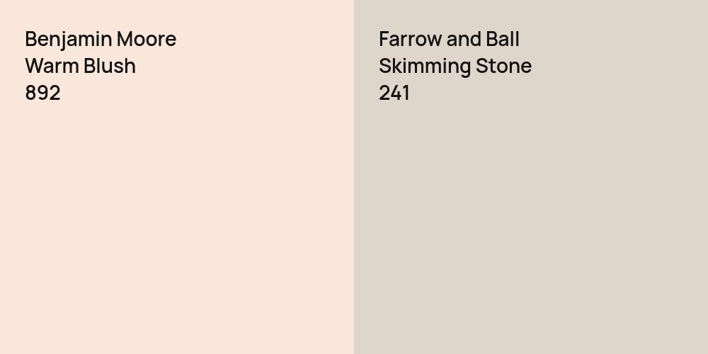 Benjamin Moore Warm Blush vs. Farrow and Ball Skimming Stone