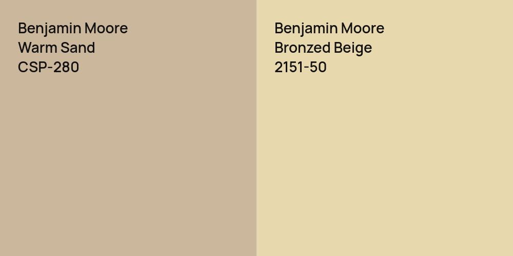 Benjamin Moore Warm Sand vs. Benjamin Moore Bronzed Beige