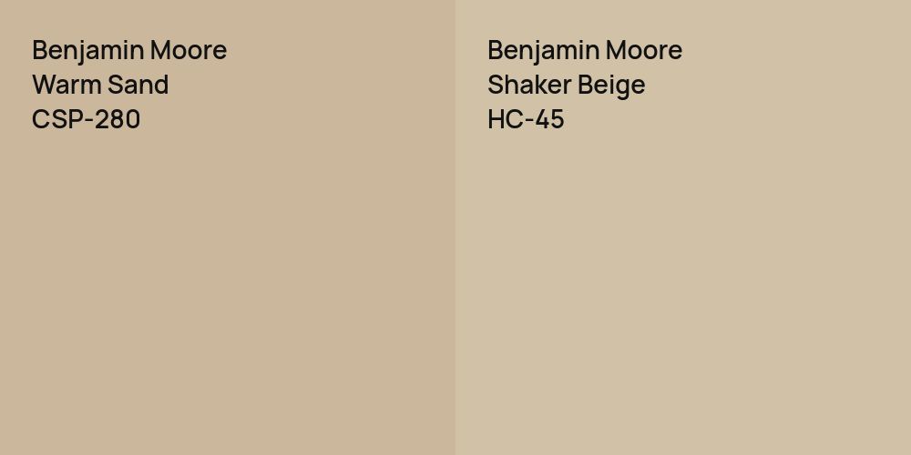 Benjamin Moore Warm Sand vs. Benjamin Moore Shaker Beige