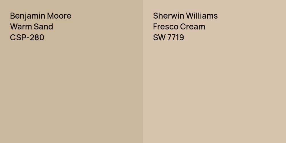 Benjamin Moore Warm Sand vs. Sherwin Williams Fresco Cream