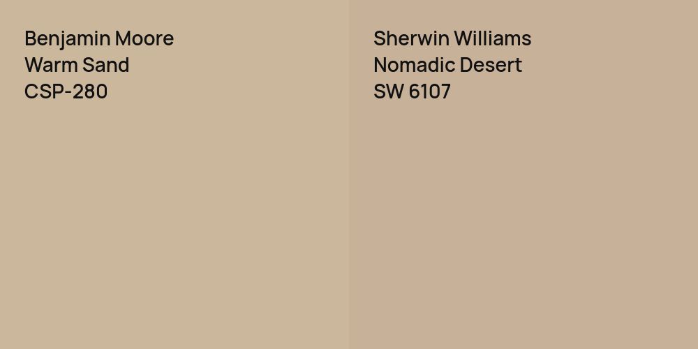 Benjamin Moore Warm Sand vs. Sherwin Williams Nomadic Desert