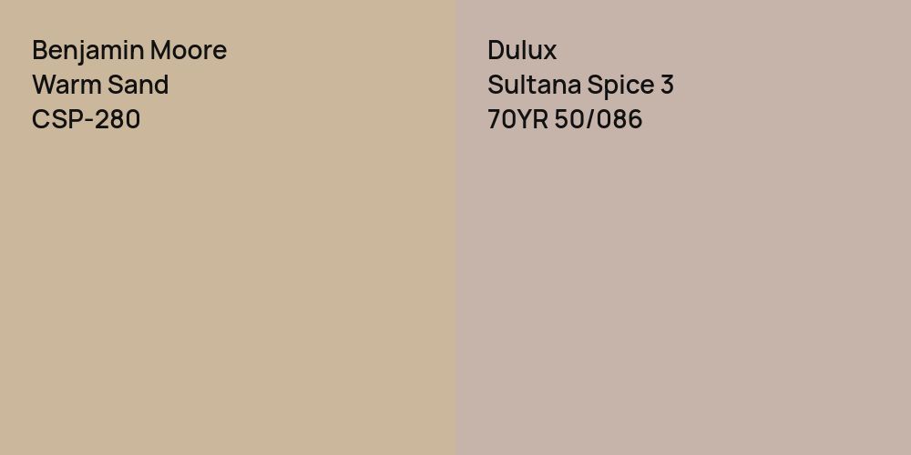 Benjamin Moore Warm Sand vs. Dulux Sultana Spice 3