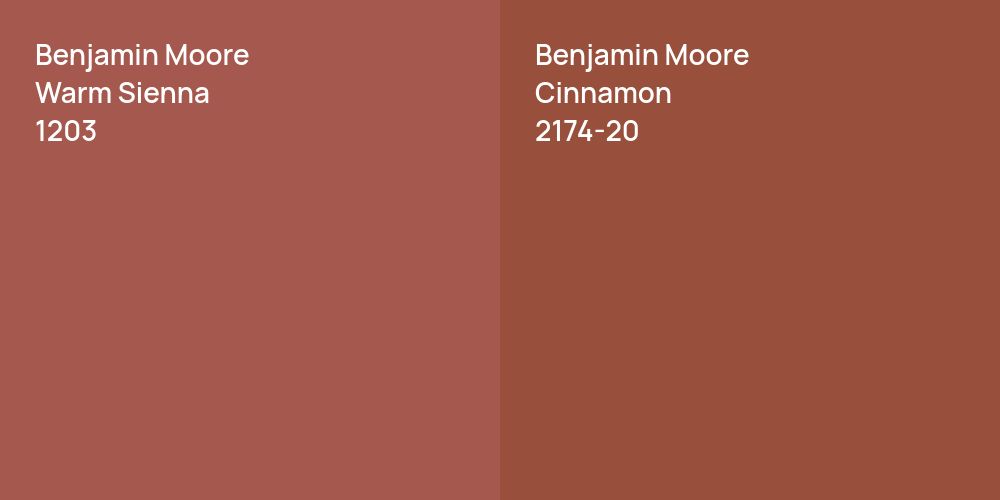 Benjamin Moore Warm Sienna vs. Benjamin Moore Cinnamon