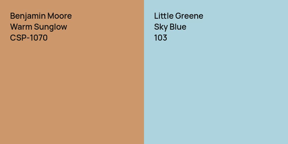 Benjamin Moore Warm Sunglow vs. Little Greene Sky Blue