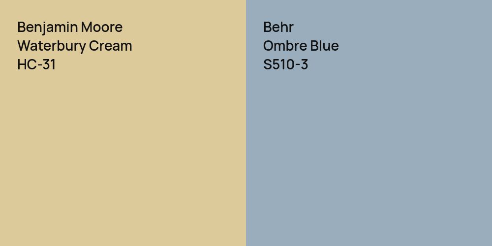 Benjamin Moore Waterbury Cream vs. Behr Ombre Blue