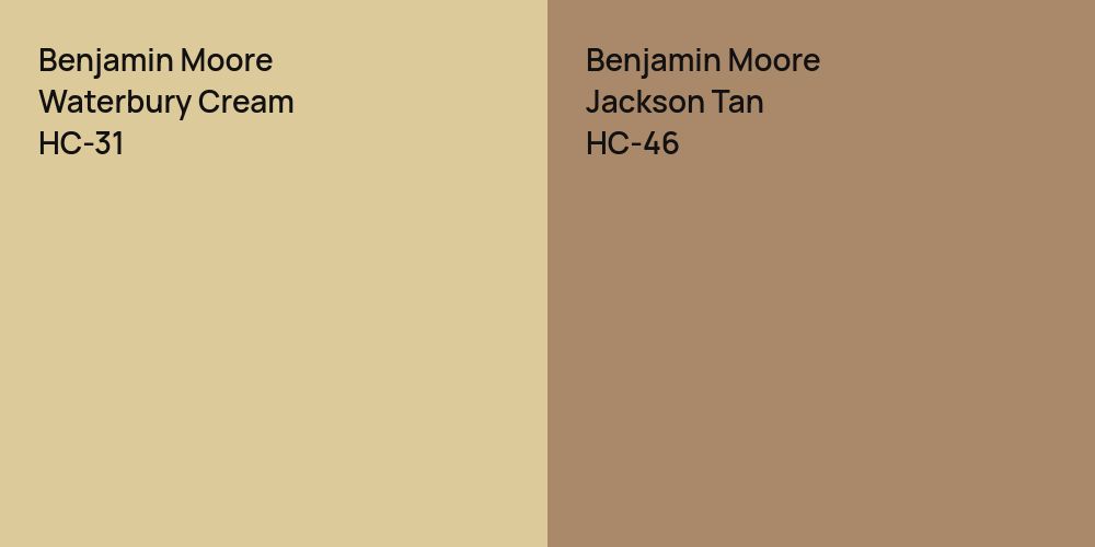 Benjamin Moore Waterbury Cream vs. Benjamin Moore Jackson Tan