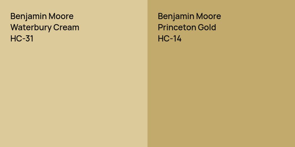 Benjamin Moore Waterbury Cream vs. Benjamin Moore Princeton Gold