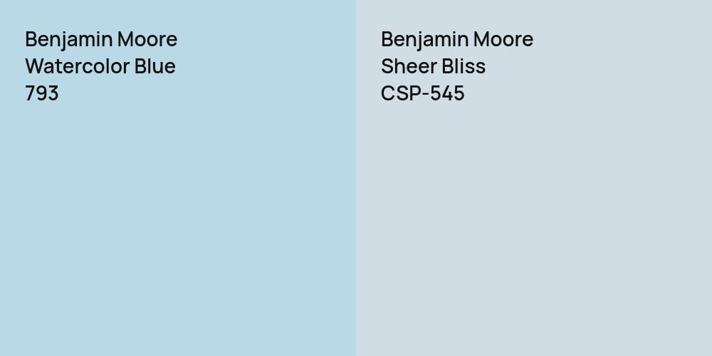 Benjamin Moore Watercolor Blue vs. Benjamin Moore Sheer Bliss