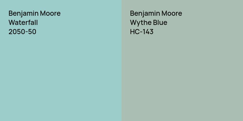 Benjamin Moore Waterfall vs. Benjamin Moore Wythe Blue