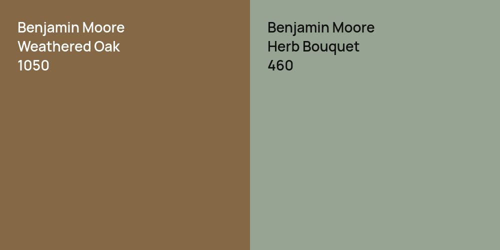 Benjamin Moore Weathered Oak vs. Benjamin Moore Herb Bouquet