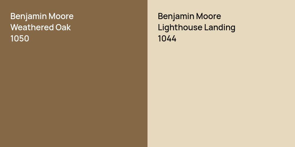 Benjamin Moore Weathered Oak vs. Benjamin Moore Lighthouse Landing