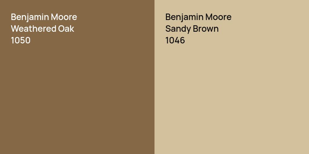 Benjamin Moore Weathered Oak vs. Benjamin Moore Sandy Brown