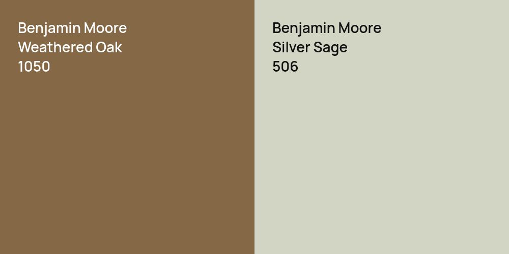 Benjamin Moore Weathered Oak vs. Benjamin Moore Silver Sage