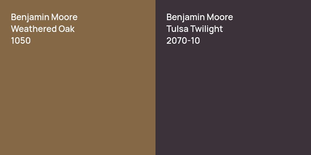 Benjamin Moore Weathered Oak vs. Benjamin Moore Tulsa Twilight