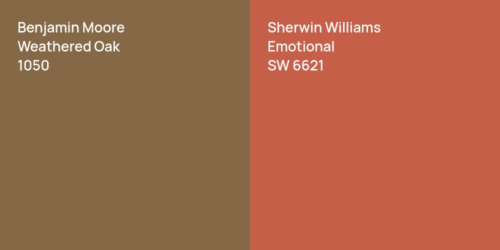 Benjamin Moore Weathered Oak vs. Sherwin Williams Emotional