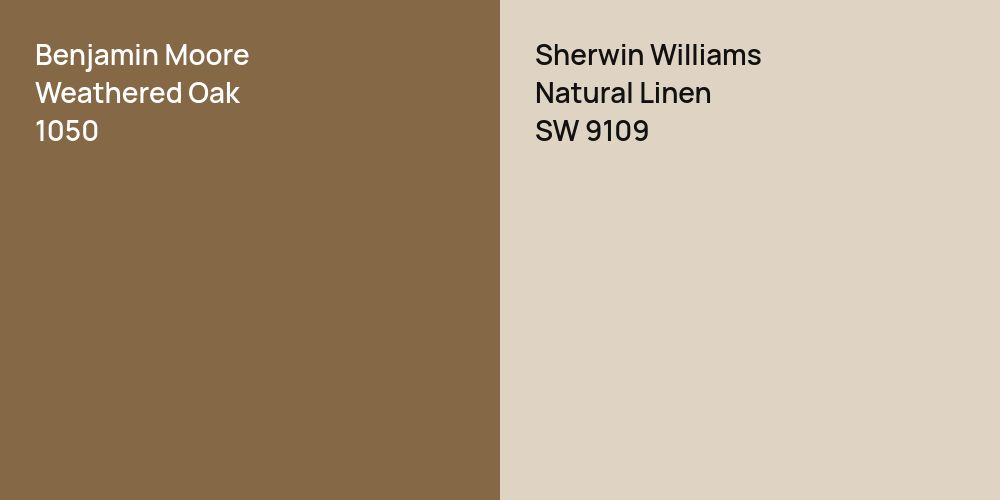 Benjamin Moore Weathered Oak vs. Sherwin Williams Natural Linen