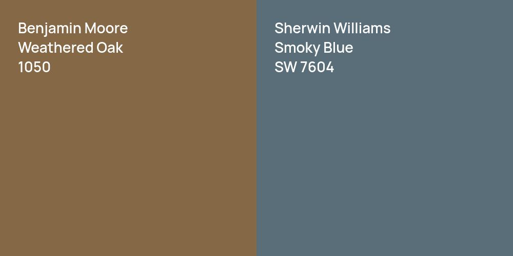 Benjamin Moore Weathered Oak vs. Sherwin Williams Smoky Blue