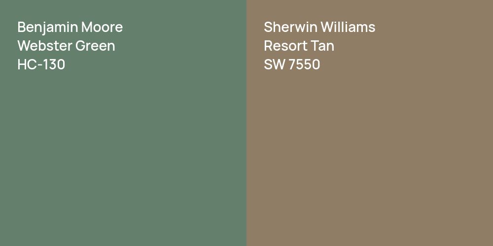 Benjamin Moore Webster Green vs. Sherwin Williams Resort Tan