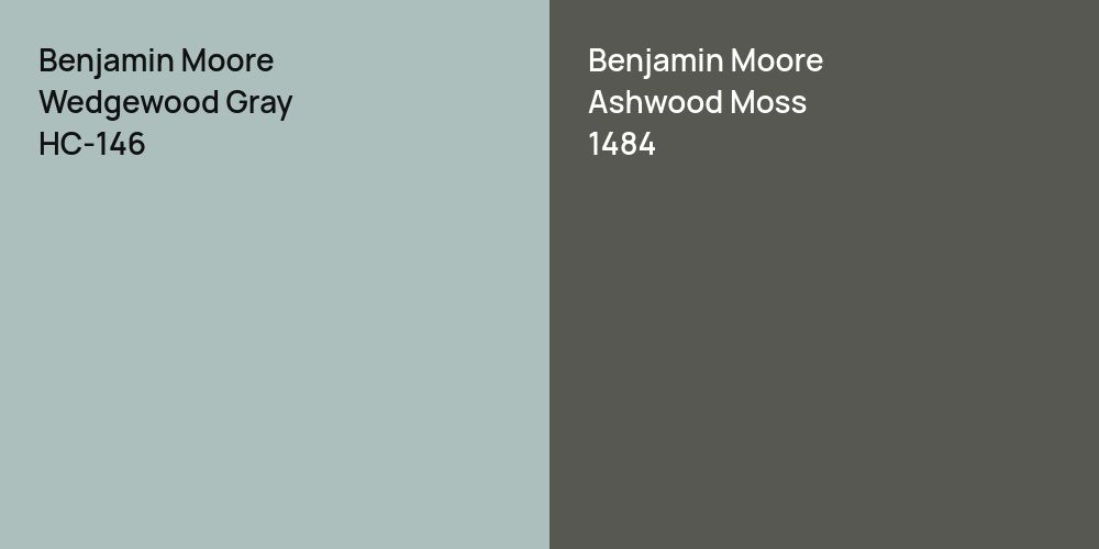 Benjamin Moore Wedgewood Gray vs. Benjamin Moore Ashwood Moss