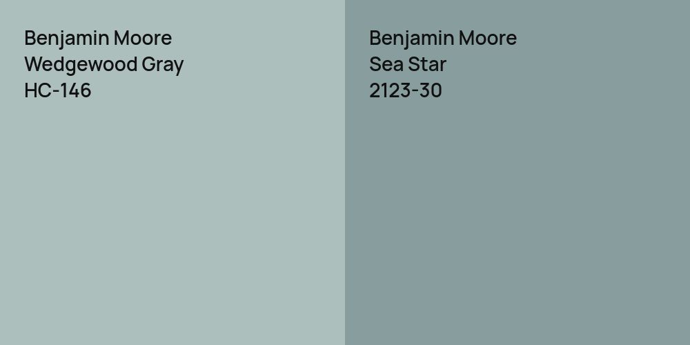 Benjamin Moore Wedgewood Gray vs. Benjamin Moore Sea Star