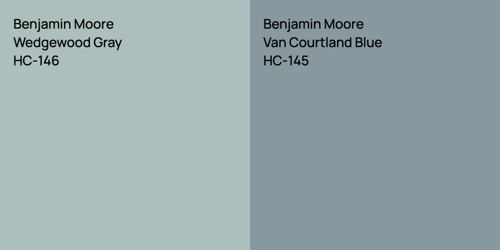 Benjamin Moore Wedgewood Gray vs. Benjamin Moore Van Courtland Blue