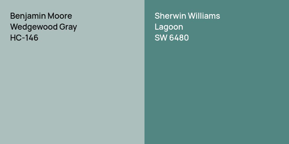 Benjamin Moore Wedgewood Gray vs. Sherwin Williams Lagoon