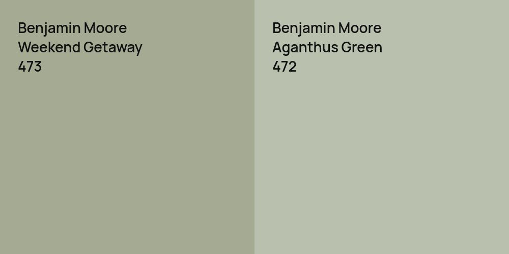 Benjamin Moore Weekend Getaway vs. Benjamin Moore Aganthus Green