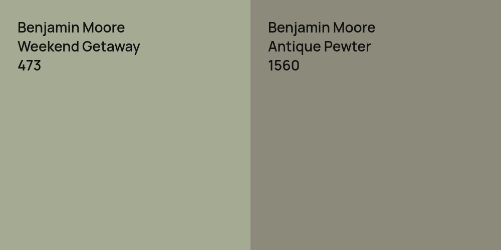 Benjamin Moore Weekend Getaway vs. Benjamin Moore Antique Pewter