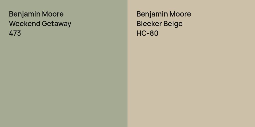 Benjamin Moore Weekend Getaway vs. Benjamin Moore Bleeker Beige