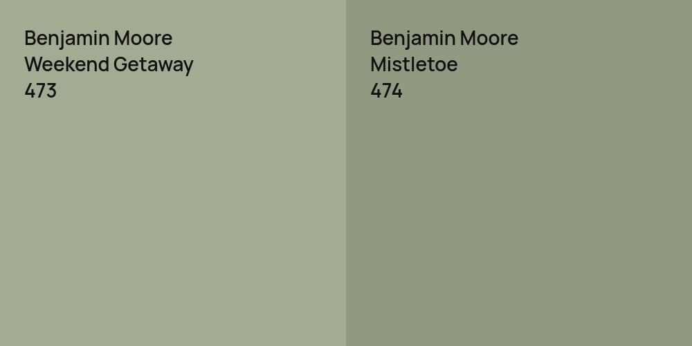 Benjamin Moore Weekend Getaway vs. Benjamin Moore Mistletoe