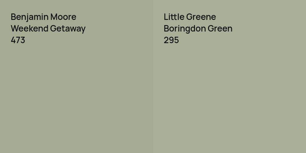 Benjamin Moore Weekend Getaway vs. Little Greene Boringdon Green