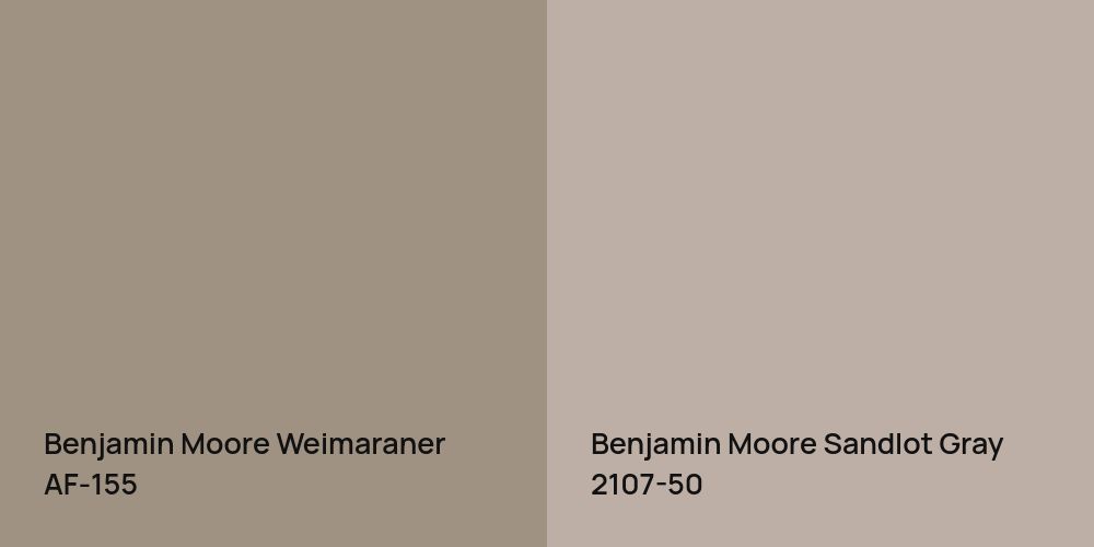 Benjamin Moore Weimaraner vs. Benjamin Moore Sandlot Gray