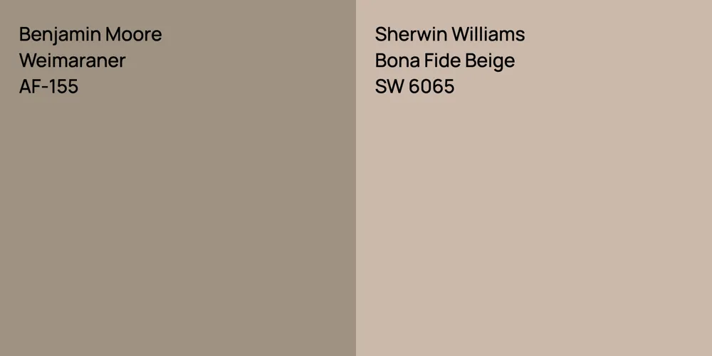 Benjamin Moore Weimaraner vs. Sherwin Williams Bona Fide Beige