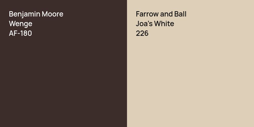 Benjamin Moore Wenge vs. Farrow and Ball Joa's White