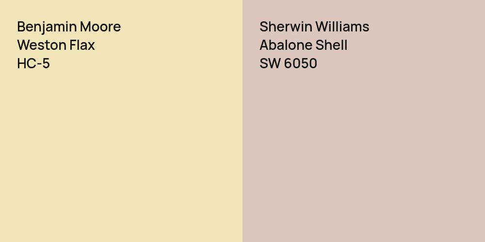 Benjamin Moore Weston Flax vs. Sherwin Williams Abalone Shell