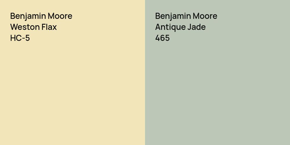 Benjamin Moore Weston Flax vs. Benjamin Moore Antique Jade