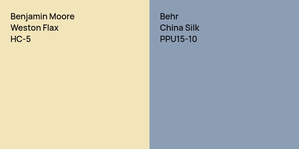 Benjamin Moore Weston Flax vs. Behr China Silk