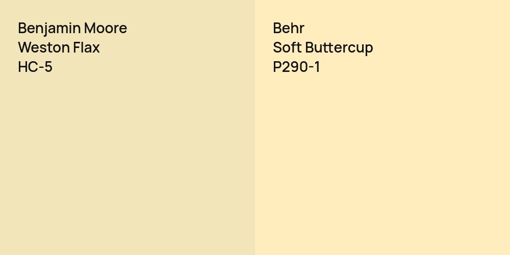 Benjamin Moore Weston Flax vs. Behr Soft Buttercup