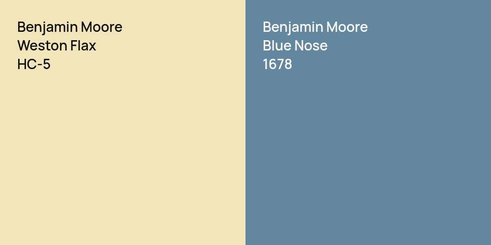 Benjamin Moore Weston Flax vs. Benjamin Moore Blue Nose