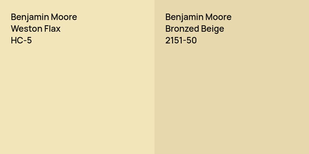 Benjamin Moore Weston Flax vs. Benjamin Moore Bronzed Beige