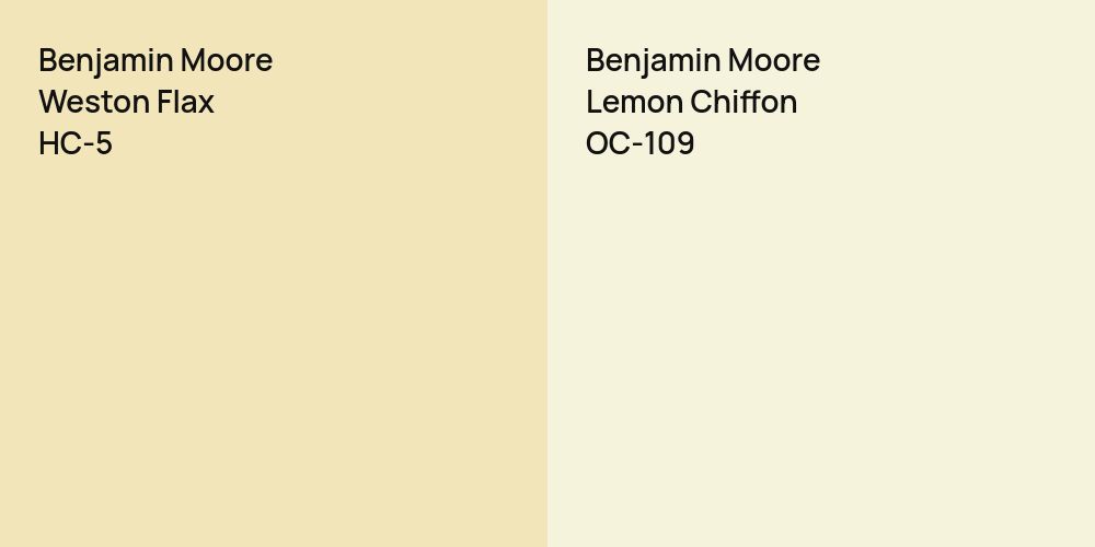 Benjamin Moore Weston Flax vs. Benjamin Moore Lemon Chiffon