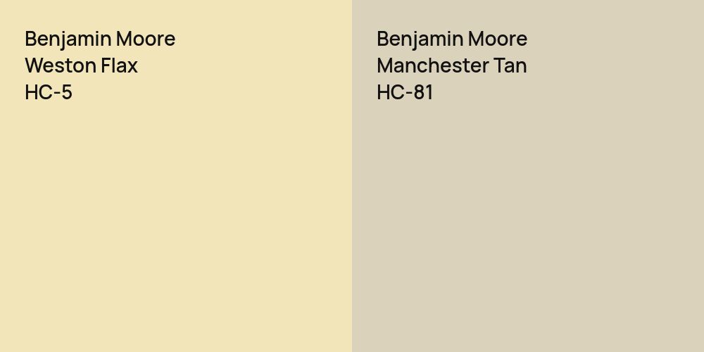 Benjamin Moore Weston Flax vs. Benjamin Moore Manchester Tan