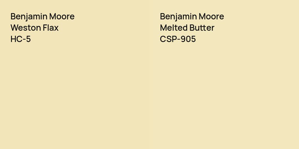 Benjamin Moore Weston Flax vs. Benjamin Moore Melted Butter