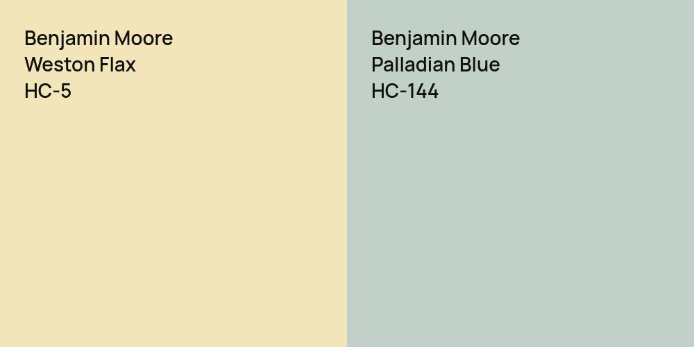 Benjamin Moore Weston Flax vs. Benjamin Moore Palladian Blue