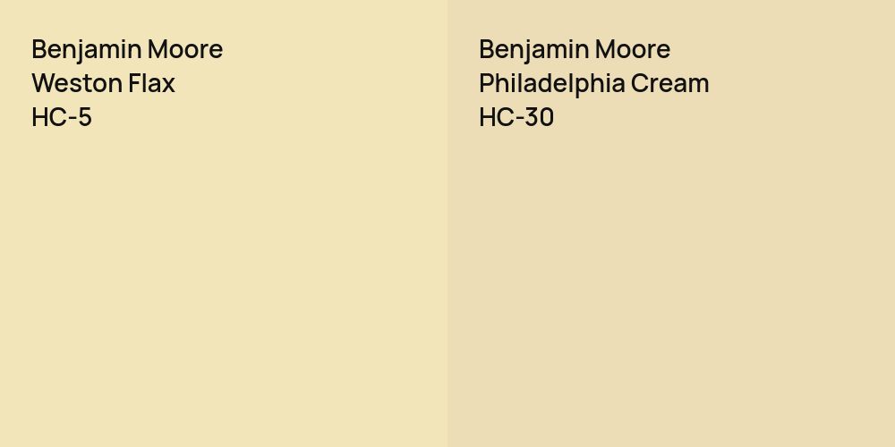 Benjamin Moore Weston Flax vs. Benjamin Moore Philadelphia Cream