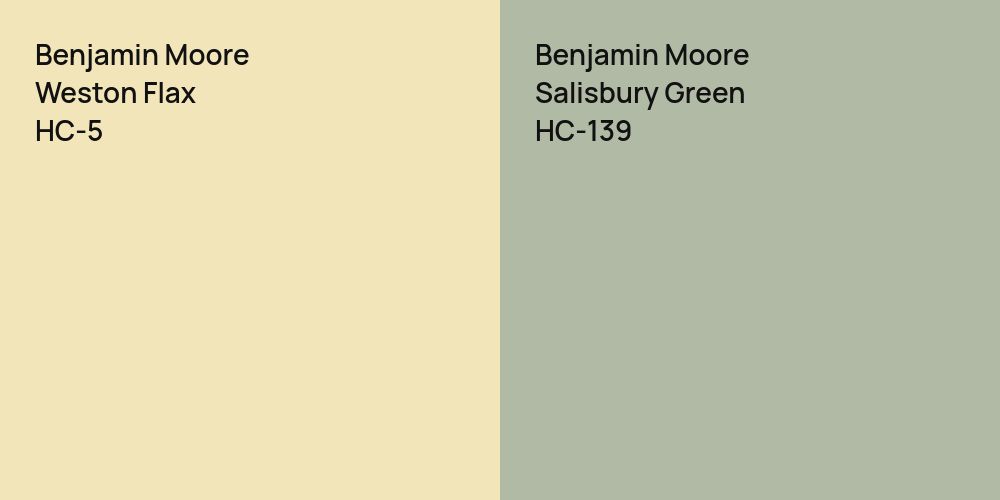 Benjamin Moore Weston Flax vs. Benjamin Moore Salisbury Green