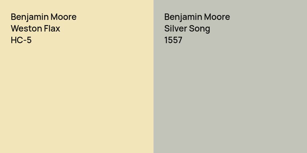 Benjamin Moore Weston Flax vs. Benjamin Moore Silver Song